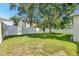 Grassy fenced backyard, trees provide ample shade and privacy at 4735 Red Pine Way, Wesley Chapel, FL 33545