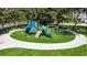A colorful and well-maintained playground with various play structures for children at 4735 Red Pine Way, Wesley Chapel, FL 33545