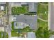Aerial view of a property with a screened pool, lush greenery and vehicles in driveway at 774 40Th Ne Ave, St Petersburg, FL 33703