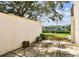 Exterior patio space with sliding doors to the home and views of community marina at 4304 Harbor House Dr, Tampa, FL 33615