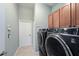 Laundry room featuring cabinetry and modern washer and dryer at 11220 Paradise Pointe Way, New Port Richey, FL 34654