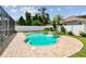 Backyard pool with brick paver deck, spa and privacy fence at 18203 Tivoli Ln, Lutz, FL 33558
