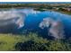 Scenic aerial view of a serene lake with scattered lily pads, reflecting a cloudy sky at 2455 Anthony Ave, Clearwater, FL 33759