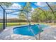 Refreshing pool and a basketball hoop offer outdoor fun within a screened-in lanai at 3485 Dothan Ave, Spring Hill, FL 34609