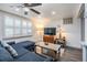 Inviting living room with hardwood floors, a plush couch, and a cozy atmosphere at 3625 Oakhurst Dr, Holiday, FL 34691