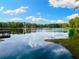 Peaceful lakefront view with dock and lush green surroundings at 3663 Berger Rd, Lutz, FL 33548