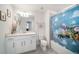 bathroom with vanity sink, and a shower featuring Toy Story shower curtain at 4608 Emprise Way, Land O Lakes, FL 34638