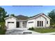 Beautiful one story home featuring white sidings, stone accents, dark roof, manicured lawn and a two car garage at 4612 Southern Valley Loop, Brooksville, FL 34601