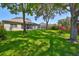 Well-maintained backyard featuring a lawn, mature trees, and a privacy fence at 8213 Swann Hollow Dr, Tampa, FL 33647