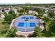 An aerial view of the community's fenced pickleball court at 8515 Hunters Fork Loop, Ruskin, FL 33573