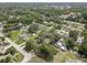 This aerial view shows a residential neighborhood, highlighting mature trees and a mix of home designs at 8701 N Packwood Ave, Tampa, FL 33604