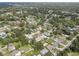 Aerial view showcases a residential neighborhood, highlighting mature trees and a mix of home designs at 8701 N Packwood Ave, Tampa, FL 33604