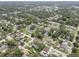 This aerial view shows a residential neighborhood, highlighting mature trees and a mix of home designs at 8701 N Packwood Ave, Tampa, FL 33604