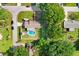 Aerial view of property showing home, pool, fenced backyard, RV parking, and surrounding neighborhood at 901 Strawberry Ln, Brandon, FL 33511