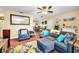 Open-concept living room with ample seating, stylish furnishings, and plenty of natural light at 11236 116Th St, Largo, FL 33778