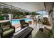 Backyard patio with wicker furniture and a swimming pool at 11236 116Th St, Largo, FL 33778