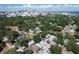 Stunning aerial view of a residential neighborhood with mature trees and the city skyline in the background at 1137 Highland S St, St Petersburg, FL 33701
