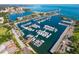 Aerial view of marina showcases numerous boats with ocean backdrop at 1137 Highland S St, St Petersburg, FL 33701