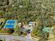 An aerial view showcases the community's tennis courts, pool, and basketball court at 13747 Forest Ridge Ct, Hudson, FL 34667