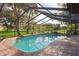 Screened-in pool with brick paver deck, showcasing an inviting outdoor space for relaxation and leisure at 13747 Forest Ridge Ct, Hudson, FL 34667