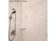 Walk-in shower of guest bathroom, showing showerhead and tile surround at 14113 Cypress Cir, Tampa, FL 33618