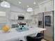 Modern kitchen with white cabinets, stainless steel appliances, and a spacious center island at 1608 Carlos Ave, Clearwater, FL 33755