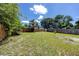 Spacious backyard surrounded by a wood fence and mature trees at 2859 38Th N Ave, St Petersburg, FL 33713