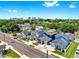 Scenic aerial view of a residential neighborhood with well-kept homes against a backdrop of the city skyline at 2918 N 21St St, Tampa, FL 33605