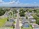 A picturesque aerial view of a neighborhood street with well-maintained homes and lush green trees at 2918 N 21St St, Tampa, FL 33605