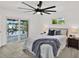 Cozy main bedroom with sliding doors to the outdoor views of the backyard canal at 304 Westwinds Dr, Palm Harbor, FL 34683
