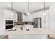 Bright kitchen features a large island with pendant lighting and stainless steel appliances at 315 Blackrock Ln, Apollo Beach, FL 33572