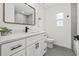 Updated bathroom with modern vanity, black fixtures, tile floor, and walk-in shower at 3502 King Richard Ct, Seffner, FL 33584