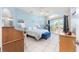Bright bedroom with large windows, blue accent wall, and access to a patio at 835 Symphony Isles Blvd, Apollo Beach, FL 33572