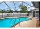 This beautiful backyard has a screened-in pool and patio at 8635 Chadwick Dr, Tampa, FL 33635