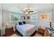 Relaxing bedroom with a bed, blue accents, and two windows bringing in natural light at 10436 117Th Dr, Largo, FL 33773