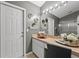 Tasteful bathroom features a sink, stylish mirrors, and natural lighting from door at 10032 Basin St, New Port Richey, FL 34655