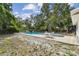 Private backyard pool surrounded by mature trees and ample patio space at 10265 130Th St, Largo, FL 33774