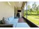 Enjoy this screened-in patio with comfortable seating and a view of the lush green backyard, great for relaxation at 11916 Castine St, New Port Richey, FL 34654