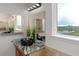 Bathroom featuring a vessel sink, granite counters, and a view of the pond at 1601 Fox Grape Loop, Lutz, FL 33558