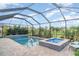 Swimming pool with an attached spa, framed by a lanai and lush landscaping at 20828 Cattail Blvd, Venice, FL 34292