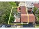 Highlighted townhome in an aerial view showcasing its layout and proximity to surrounding residences at 2095 Sunset Point Rd # 2201, Clearwater, FL 33765
