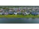 Waterfront backyard view, of community homes, featuring a lush green lawn at 4644 San Martino Dr, Wesley Chapel, FL 33543