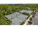 Aerial view of well-maintained tennis courts surrounded by lush landscaping and trees at 4644 San Martino Dr, Wesley Chapel, FL 33543