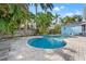 Backyard with beautiful pool, tropical landscaping, and comfortable seating, creating a perfect oasis for relaxation and entertainment at 605 Bosphorous Ave, Tampa, FL 33606