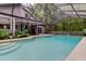 Inviting backyard features a large screened-in pool and patio at 7320 Hideaway Trl, New Port Richey, FL 34655