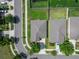 Aerial view showcases well-maintained yards, tree-lined streets, and convenient neighborhood parking at 10119 Rose Petal Pl, Riverview, FL 33578