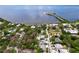 Picturesque aerial view of waterfront properties, rich green trees, and a calm bay, capturing coastal living at 1445 Coburn Dr, Tarpon Springs, FL 34689