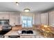 Kitchen sink overlooking the pool area with tile backsplash and granite countertop at 1710 Townsend St, Clearwater, FL 33755