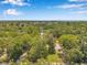Scenic aerial view showcasing the property's lush surroundings, mature trees, and neighborhood landscape at 2140 Bow Ln, Safety Harbor, FL 34695