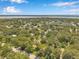 Expansive aerial view of a residential area featuring tree-lined streets and homes, near a body of water at 2140 Bow Ln, Safety Harbor, FL 34695